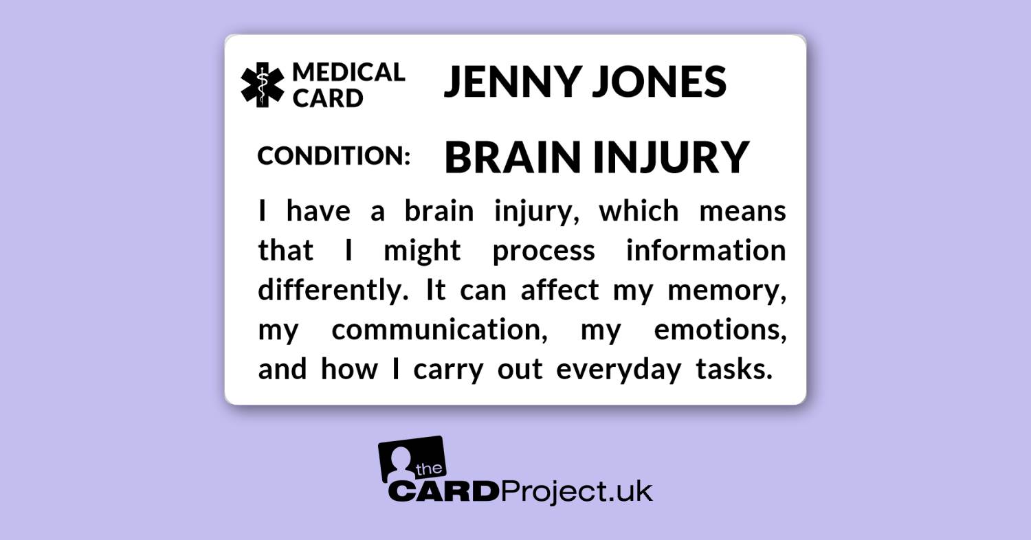 Brain Injury Mono Medical Card (FRONT)